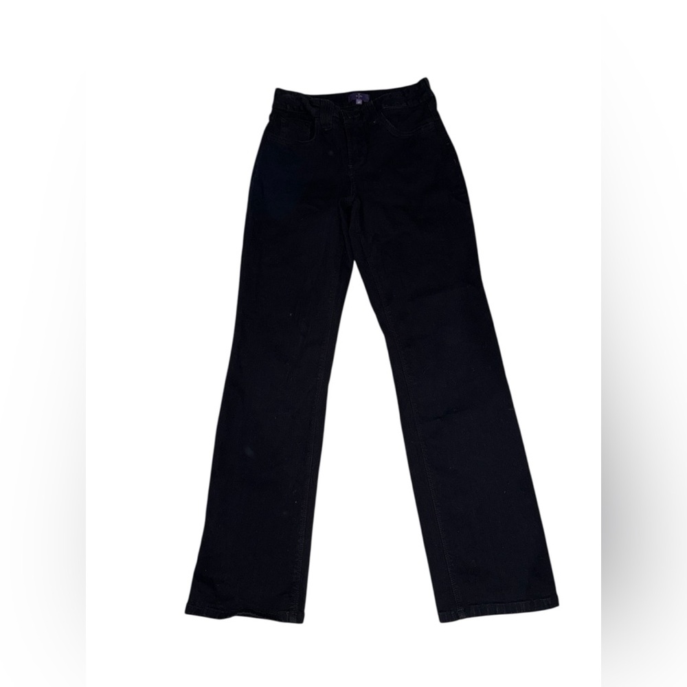 NYDJ Cotton Black Straight Leg Jeans Pants Size 2P